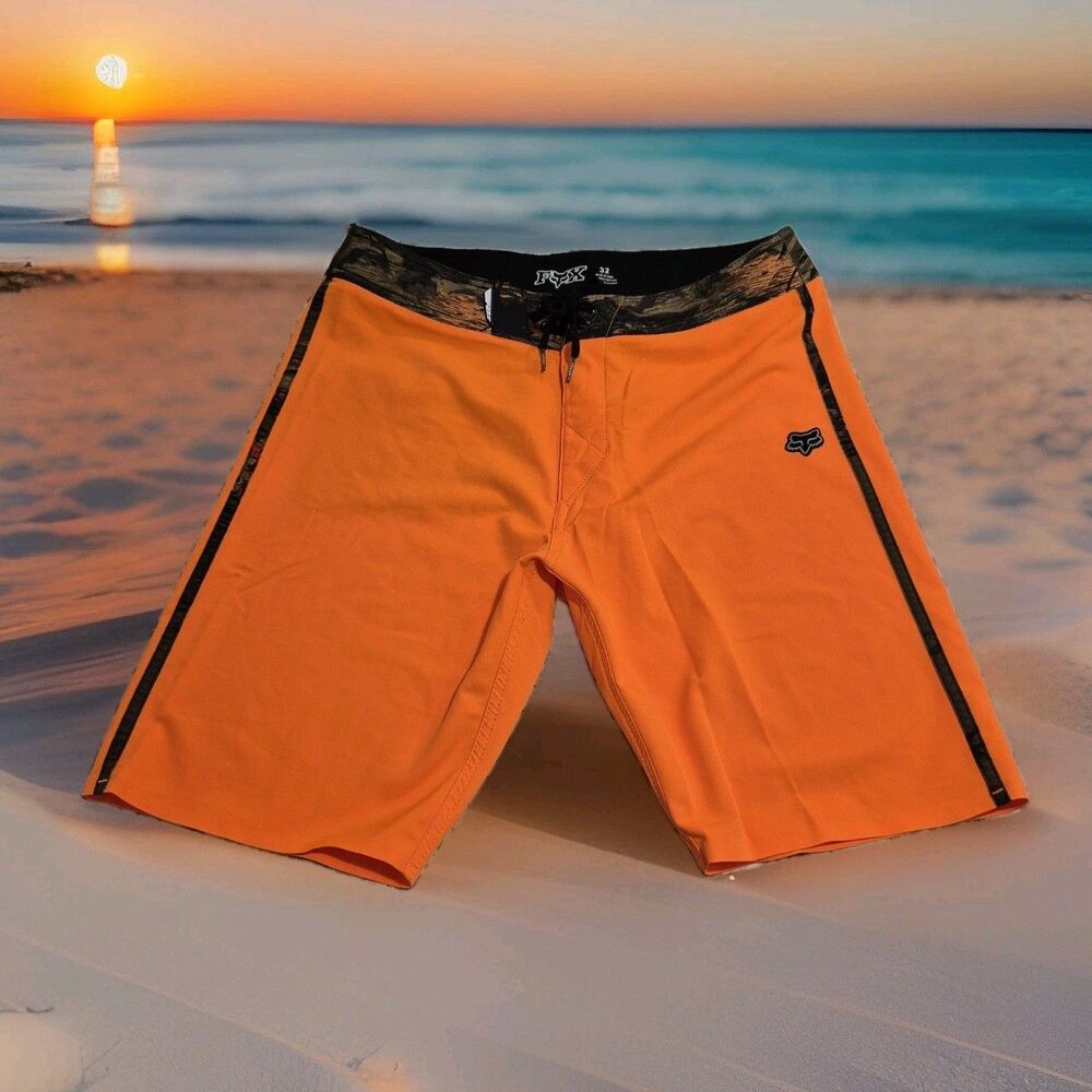 Fox Racing Camino Orange Camo Performance Boardshorts Swim Trunks Size 32